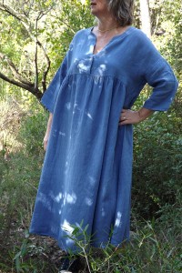 ROBE EN LIN GRANDE TAILLE DIANE BLEUE