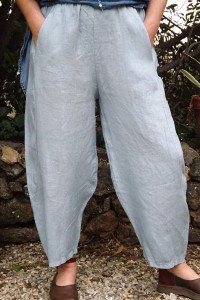 PANTALON EN LIN HECTOR COULEUR GRIS BLEU