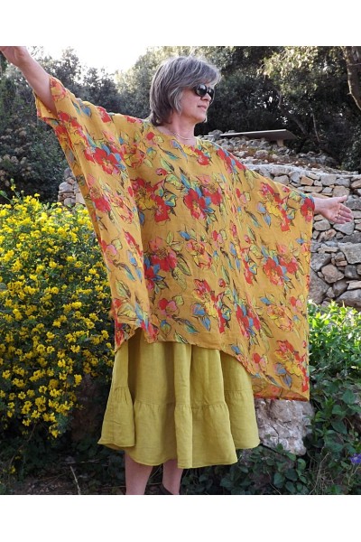 TUNIQUE LIN GRANDE TAILLE ISA JAUNE TOSCANE ET ROBE ANASTASIA