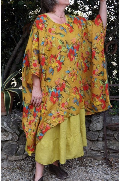 TUNIQUE LIN GRANDE TAILLE ISA JAUNE TOSCANE ET ROBE ANASTASIA