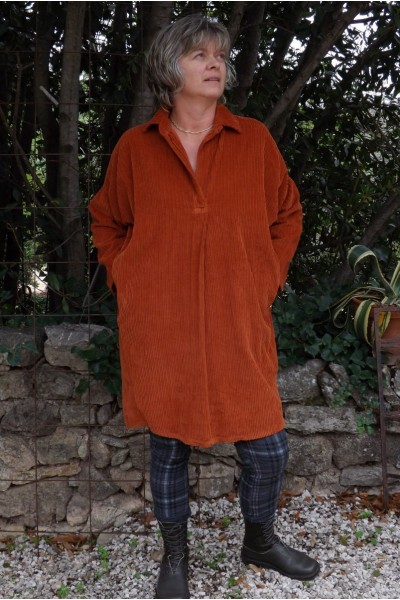 ROBE - TUNIQUE VELOURS ROUILLE AGNES