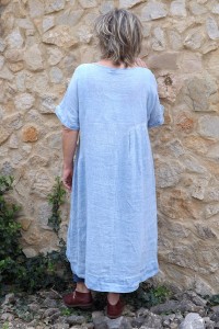 Robe lin bleu ciel délavé Eurydis