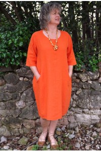 Robe lin orange Eva