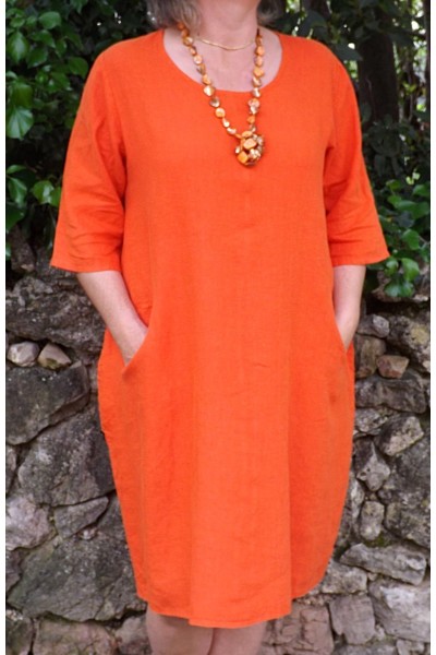 Robe lin orange Eva