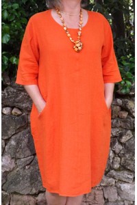 Robe lin orange Eva