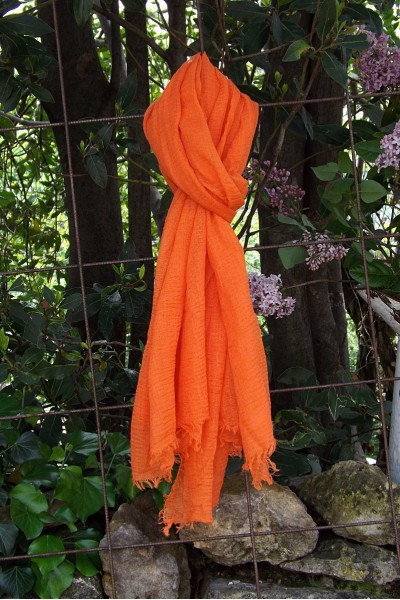 Foulard voile de coton orange