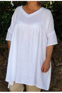 Tunique lin grande taille blanche Marinette et pantalon Gabriel