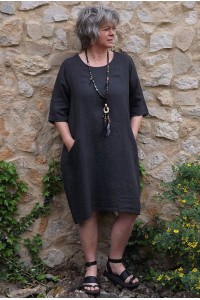 Robe lin anthracite Eva