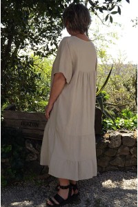 Robe coton gaufré grande taille Anastasia beige