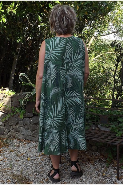 Robe lin sans manche Ines vert sapin