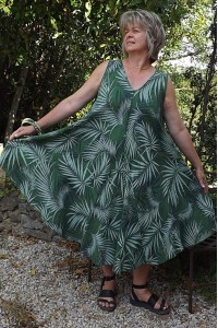 Robe lin sans manche Ines vert sapin