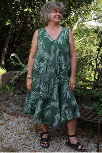 Robe lin sans manche Ines vert sapin