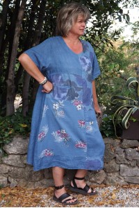 Robe longue lin grande taille Soizic bleue