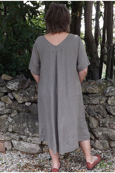 Robe longue lin grande taille Luce taupe