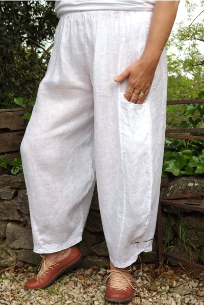 Pantalon lin Marco blanc