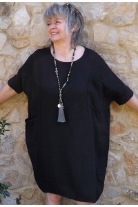 Robe lin Marjolaine noire