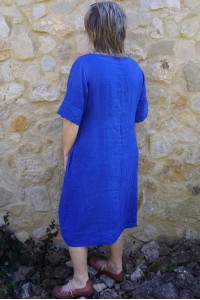 Robe lin Léa bleu charron