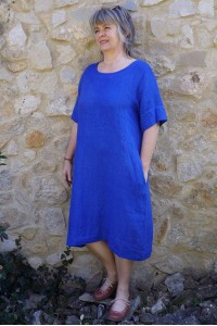 Robe lin Léa bleu charron