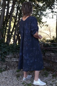 Robe longue lin grande taille Lisa marine