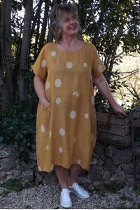 Robe longue lin grande taille Lou miel