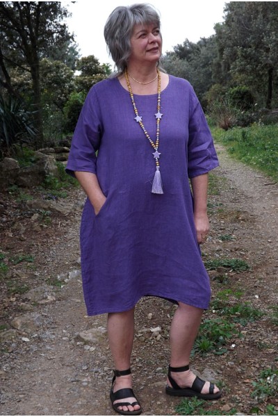 Robe lin Eva violette