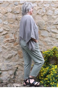 Top bi matières Séraphin taupe et pantalon Léon