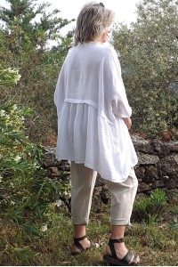 Tunique lin grande taille Colette blanche et pantalon lin coton Antoine