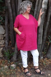 Tunique lin grande taille Virginie fuchsia