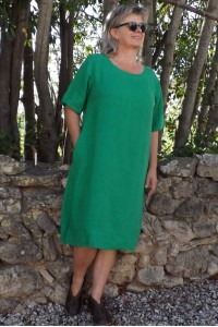 Robe lin Léa vert golf