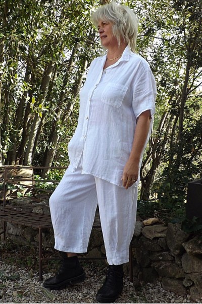 Chemise lin Séverine blanche et pantalon lin Omer