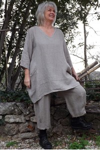 Tunique lin grande taille Romane et pantalon lin Omer taupe taupe