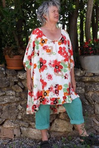 Pantalon en lin et coton grande taille vert