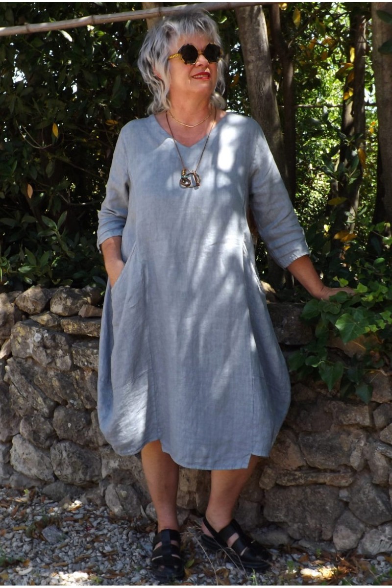 Robe lin Sophia platine