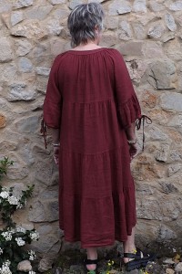 Robe longue en lin grande taille bigarreau- Élégance et confort