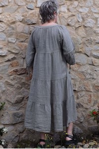 Robe longue en lin grande taille taupe - Élégance et confort