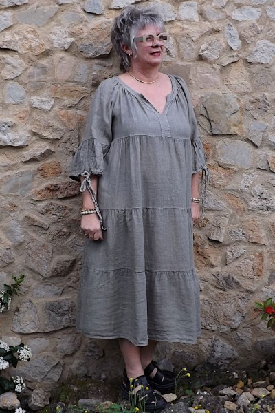 Robe longue en lin Laurette taupe