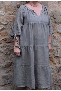 Robe longue en lin grande taille taupe - Élégance et confort